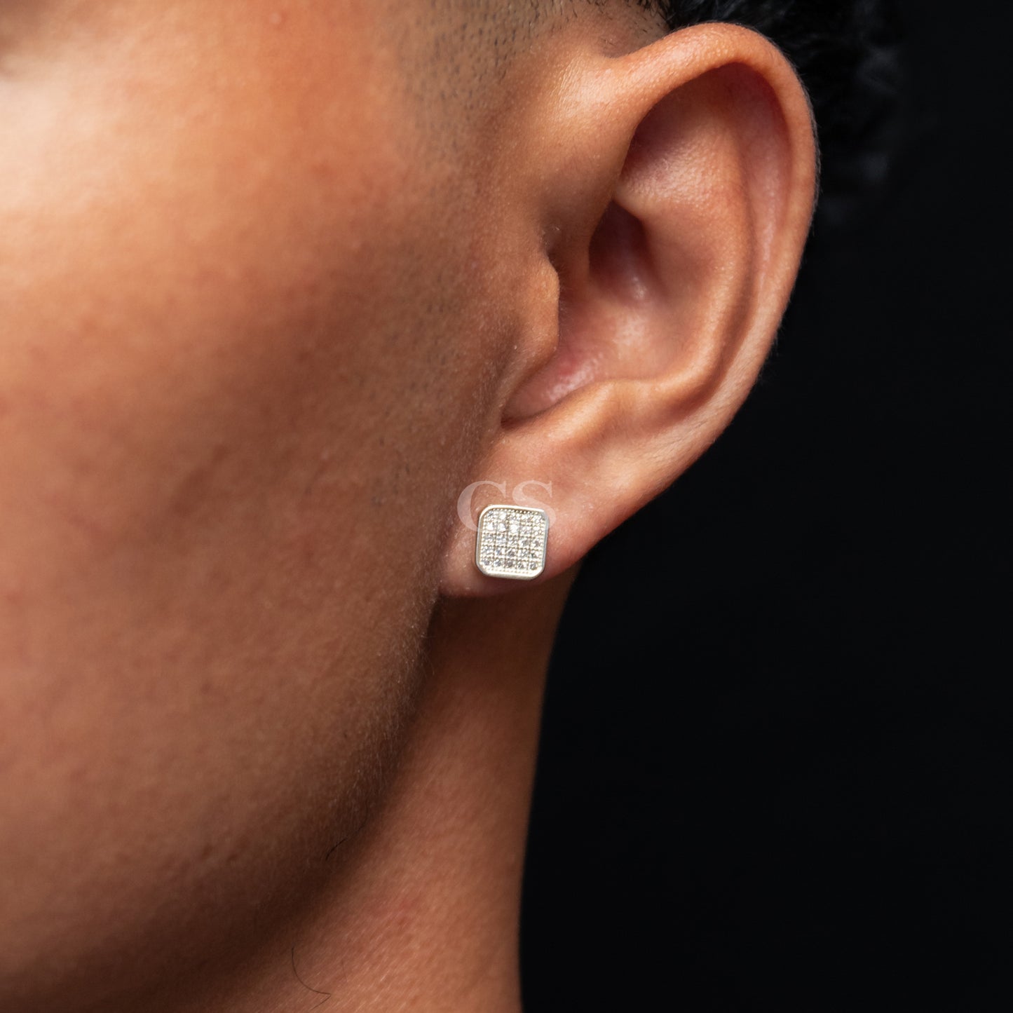 Silver Fully Iced Stud