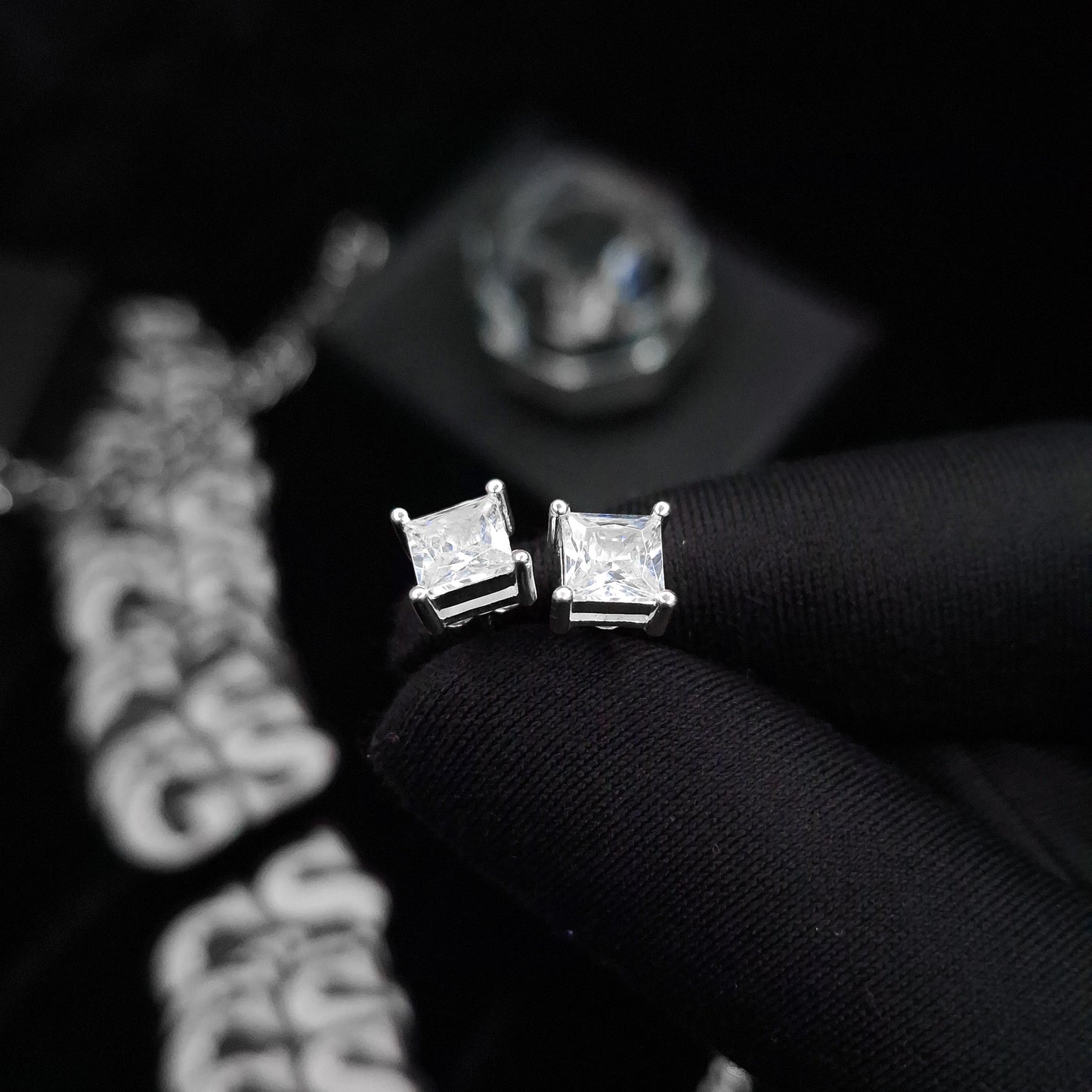 Silver Cube Stud