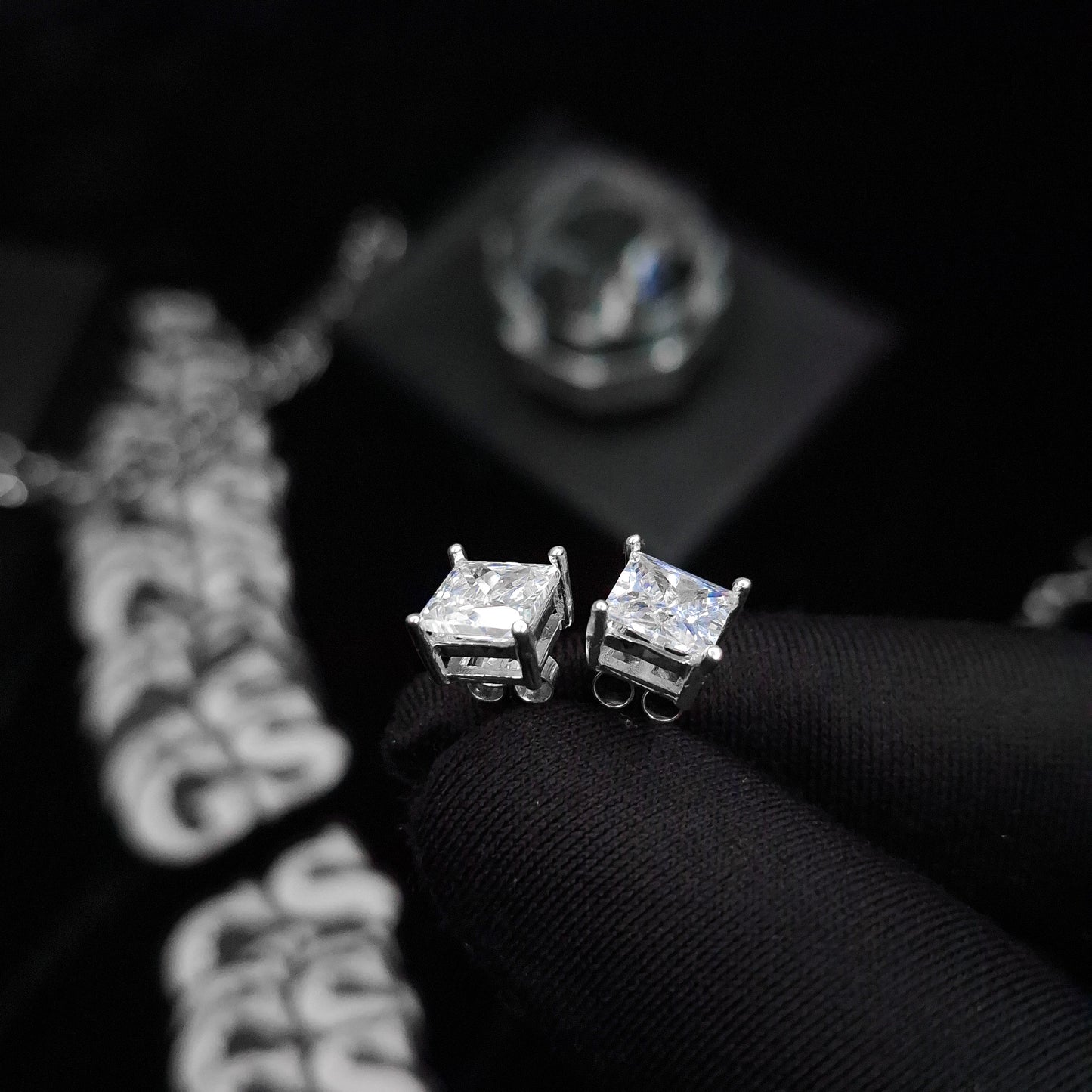 Silver Cube Stud