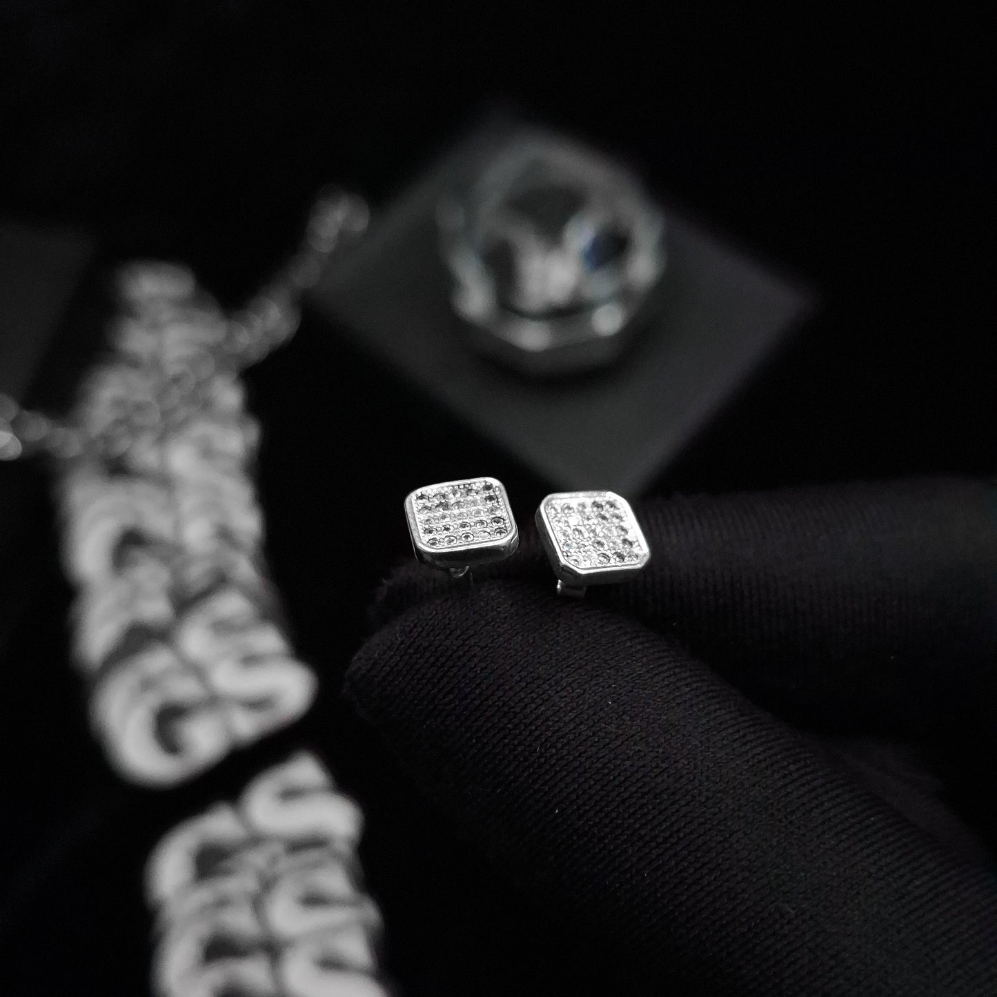 Silver Fully Iced Stud