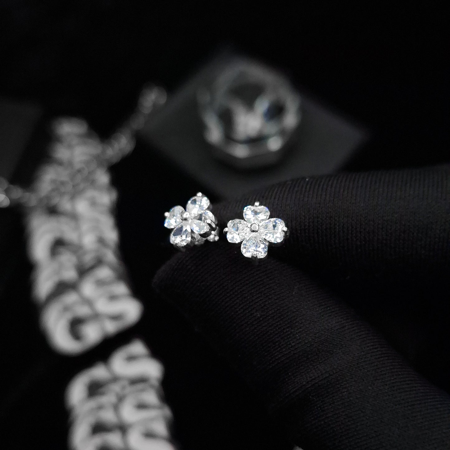 Silver Floral Stud