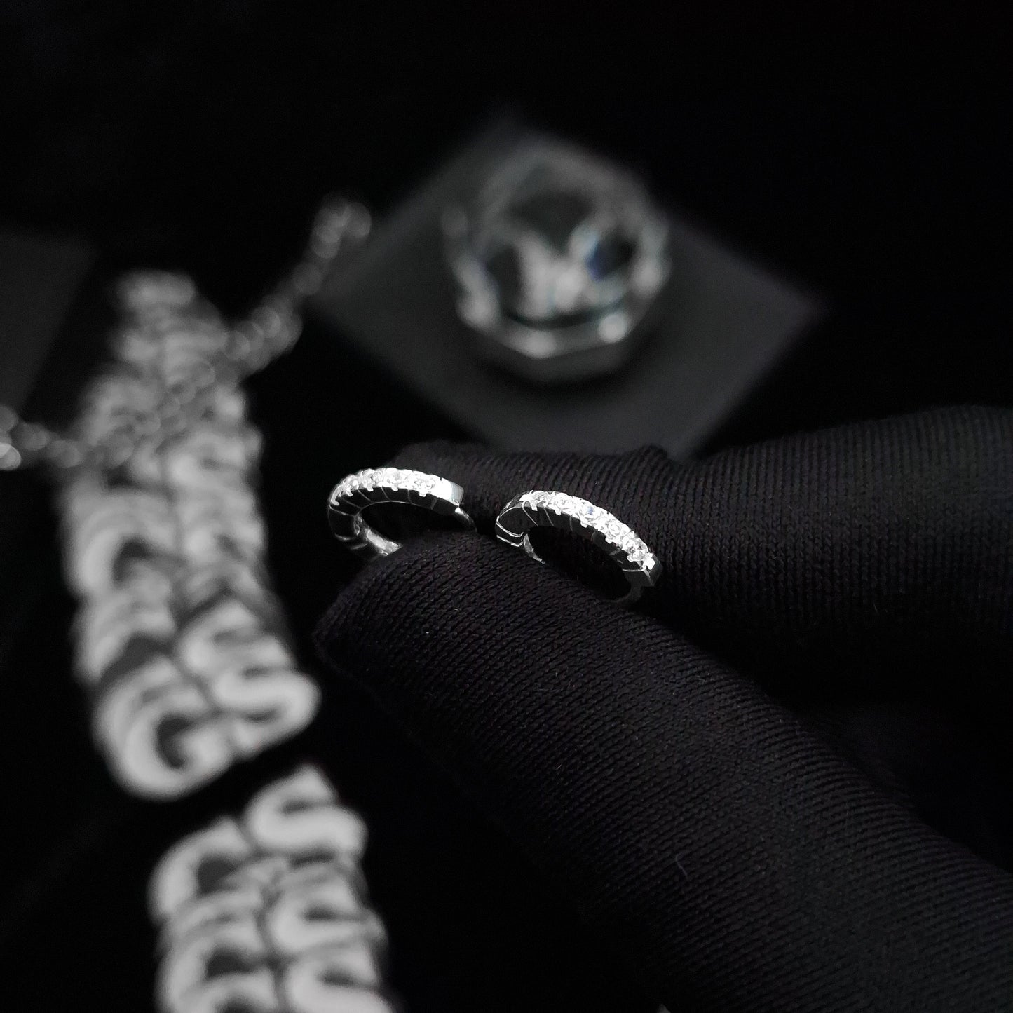 Silver Iced Out Hoop