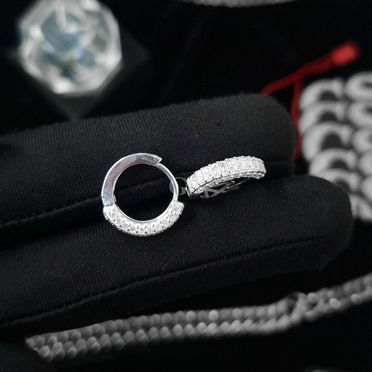 Silver Iced II Hoop