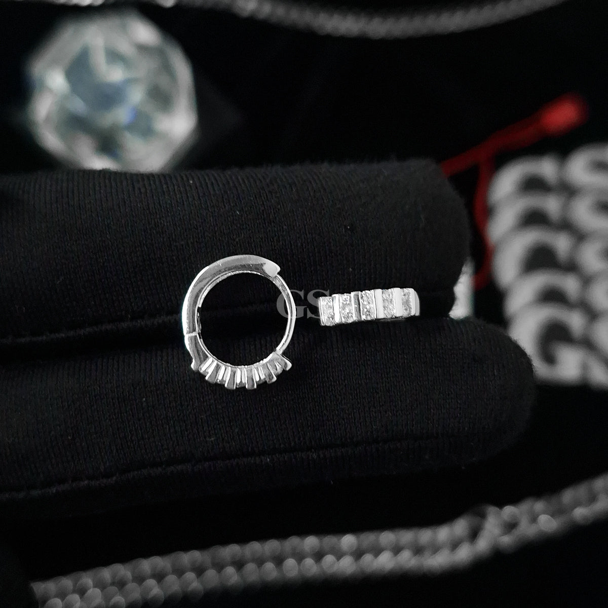 Silver Iced III Hoop