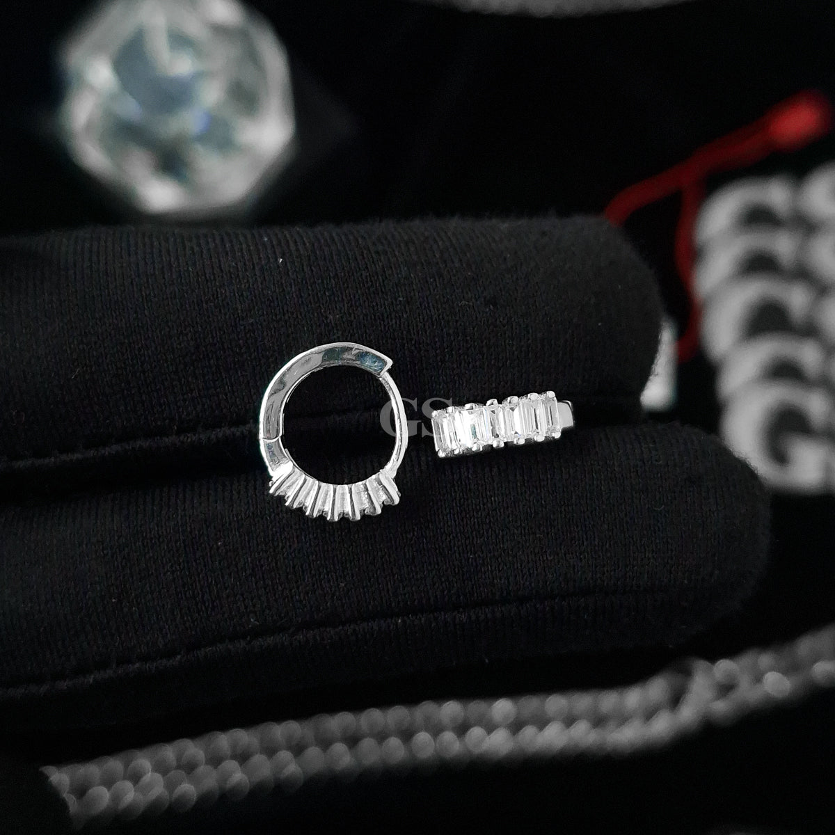 Silver Iced IV Hoop