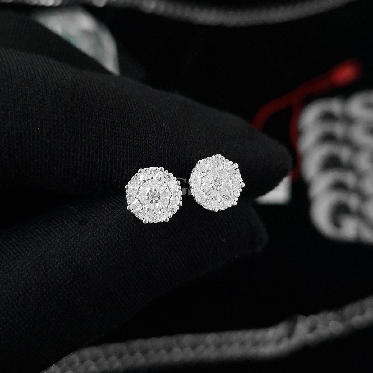 Silver Iced Cap Stud