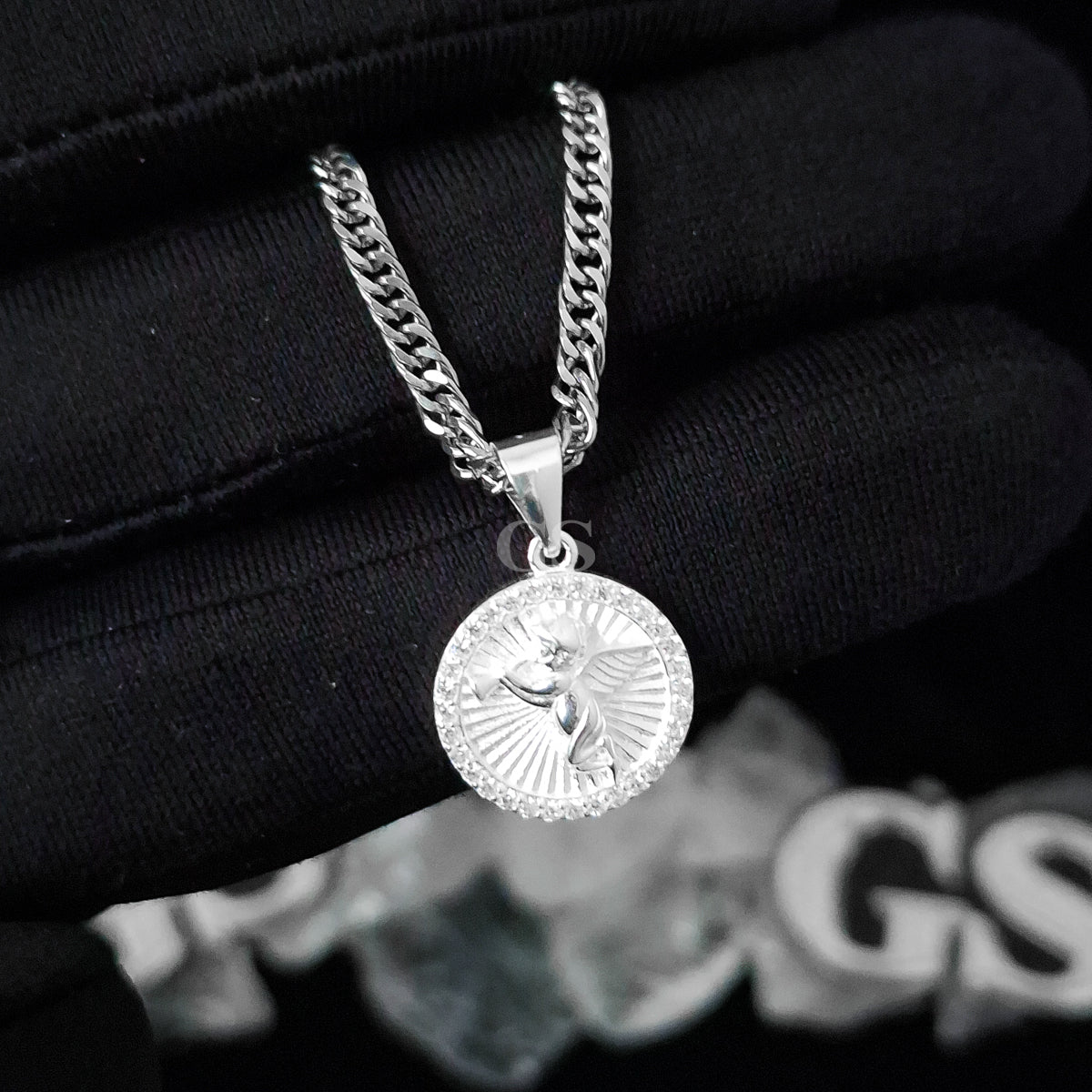 Silver Cherub Necklace Set