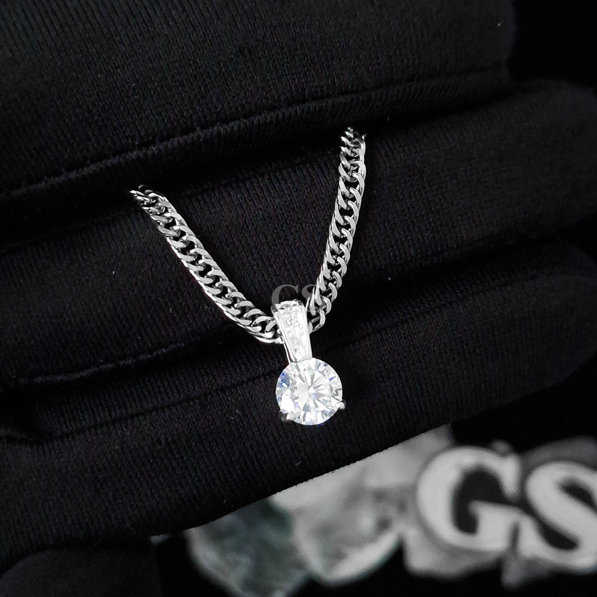 Silver Iced White Gem Necklace Set