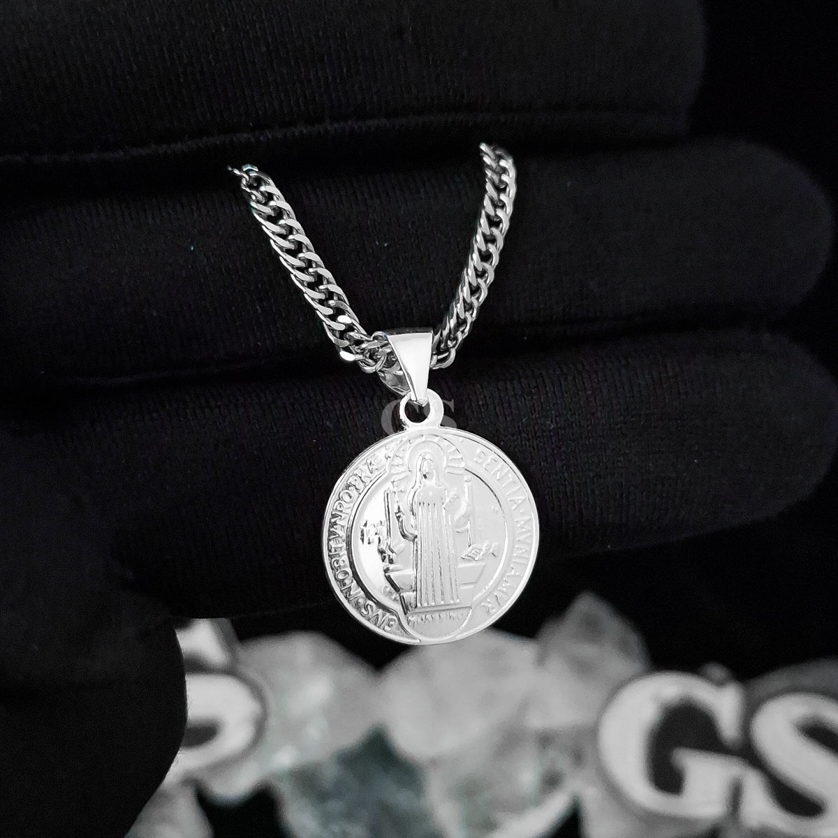 Silver St. Benedict Necklace Set