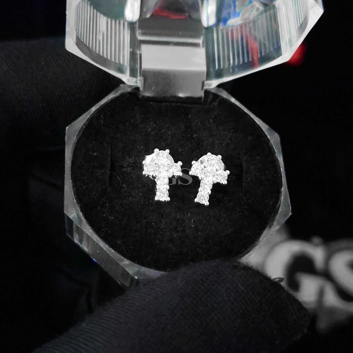 Silver Iced Cross Stud