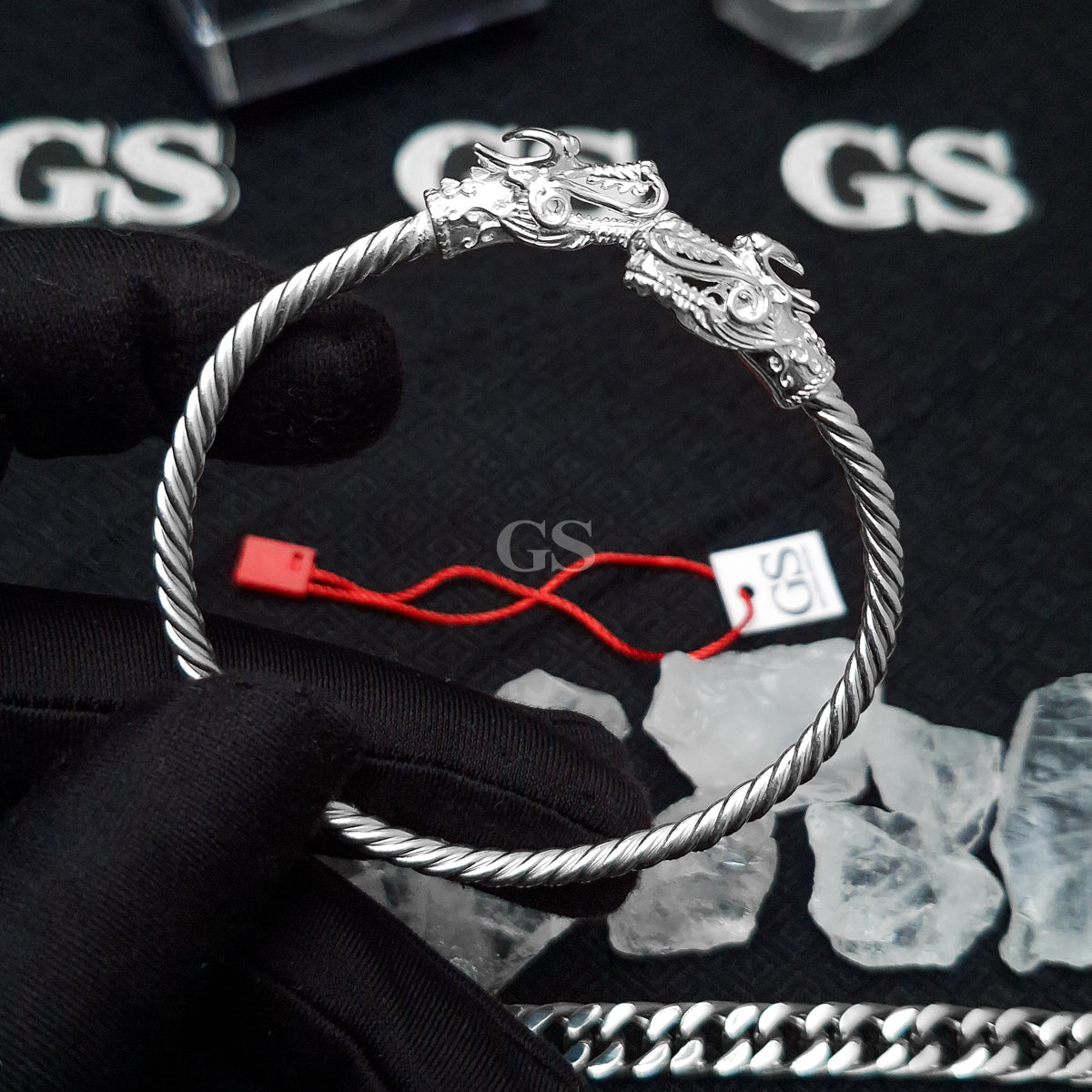 Silver Dragon Bangle