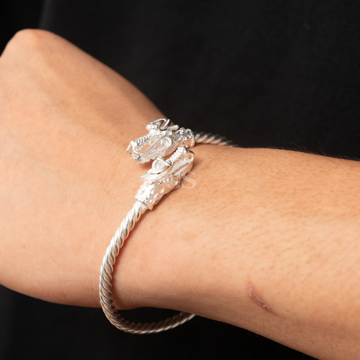 Silver Dragon Bangle