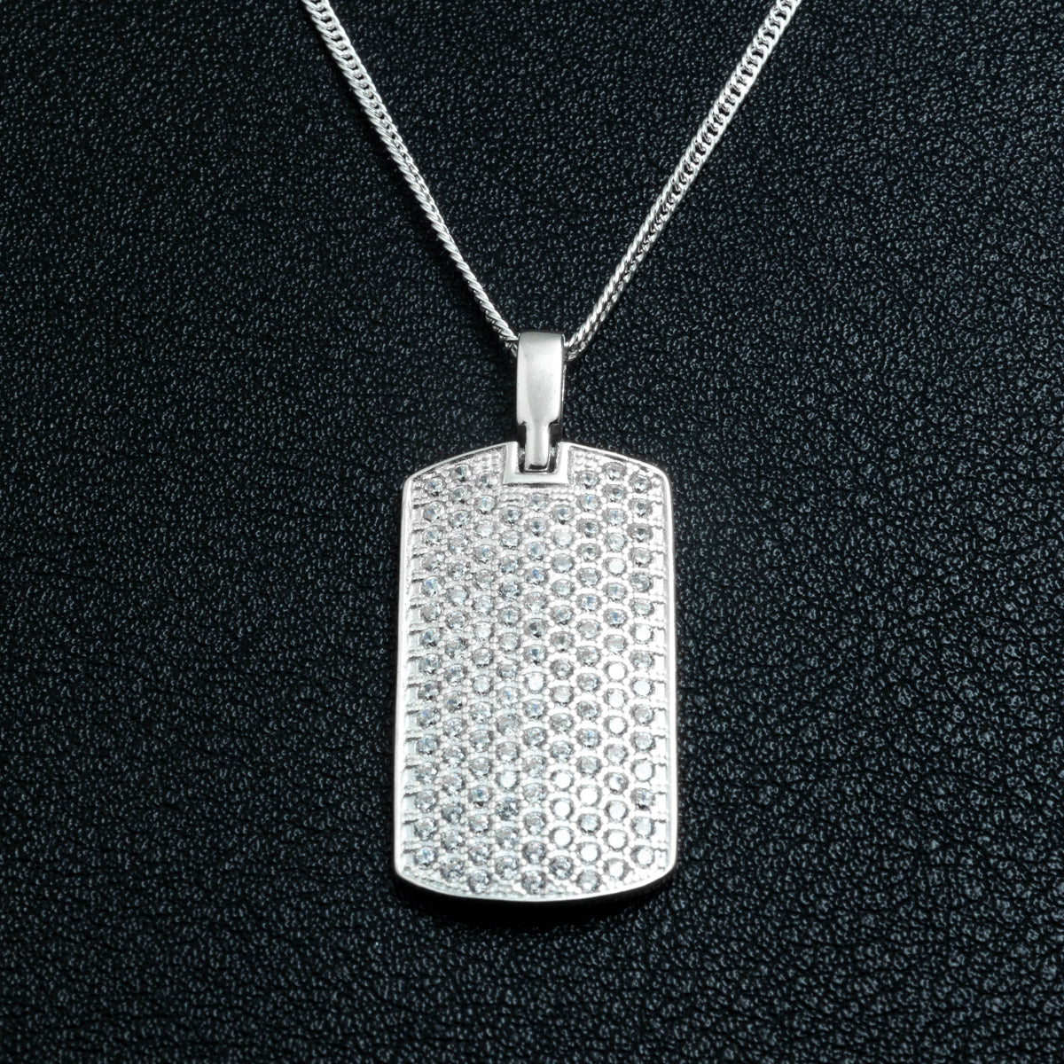 Silver Iced Dogtag Necklace Set