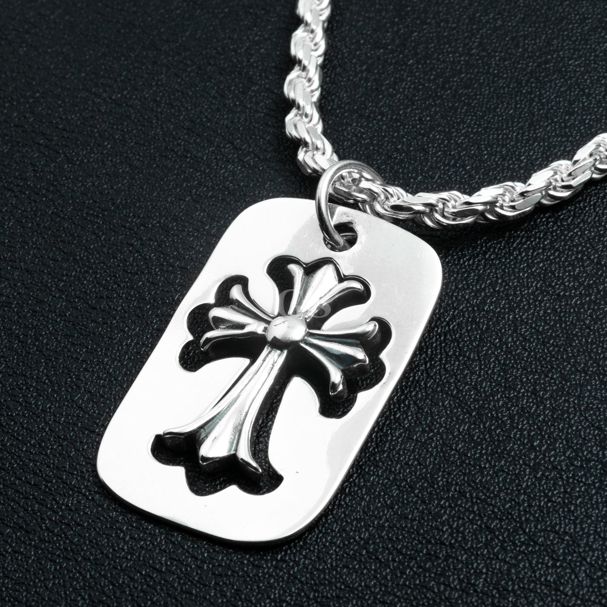 Silver CH Tag Necklace Set
