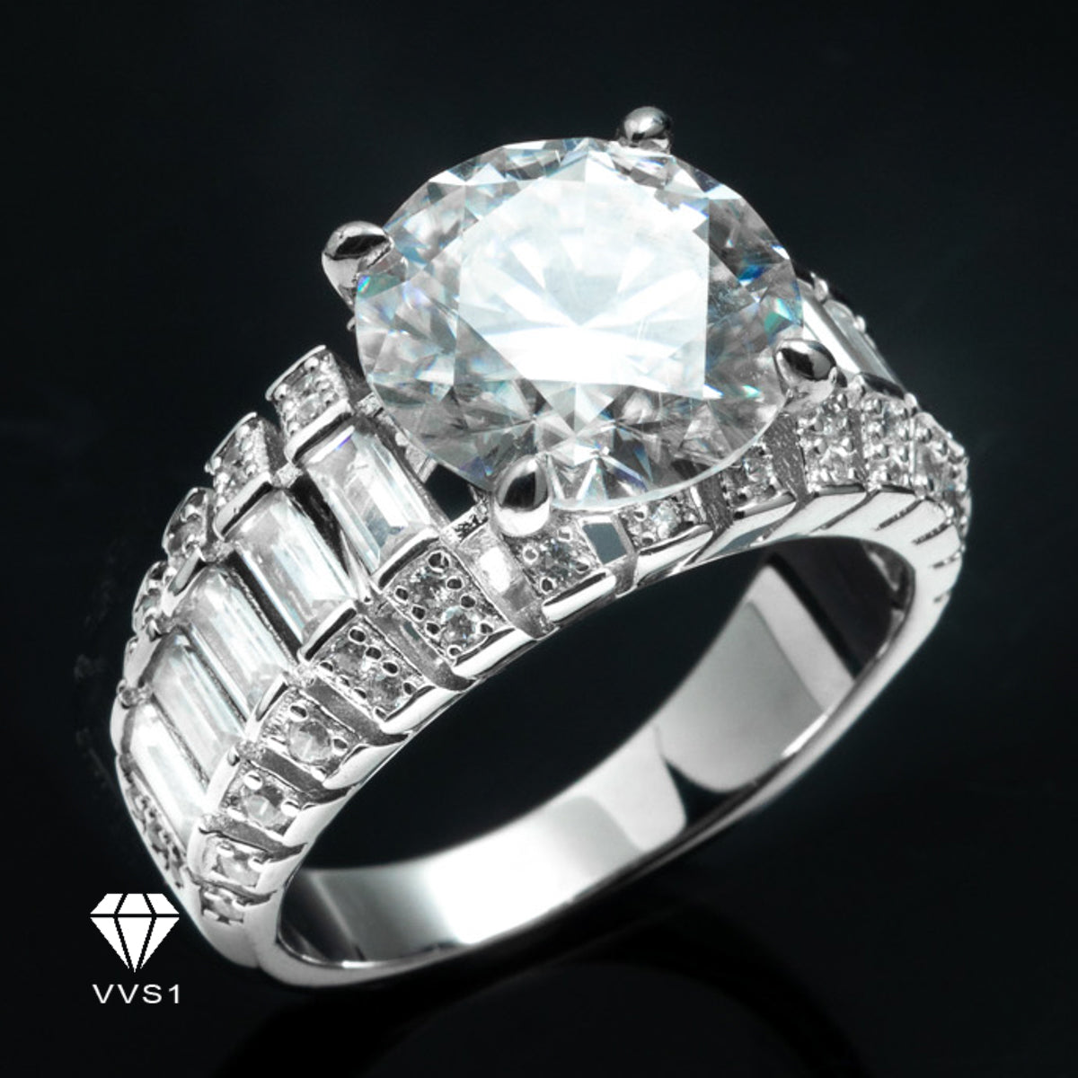 Moissanite Silver Pearlmaster Ring