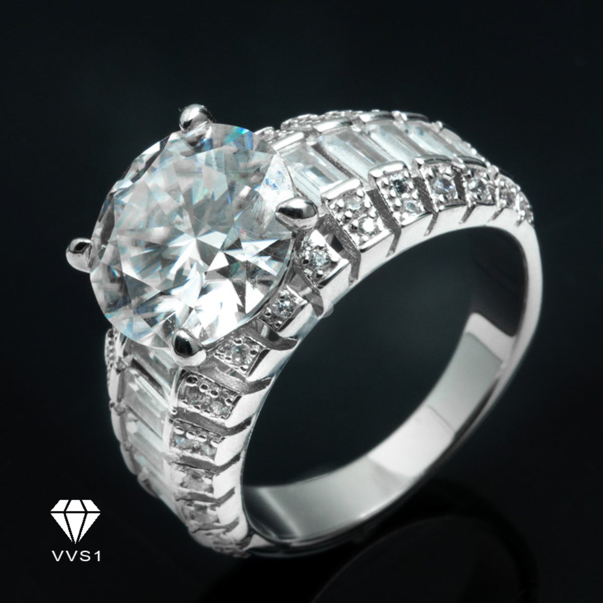 Moissanite Silver Pearlmaster Ring