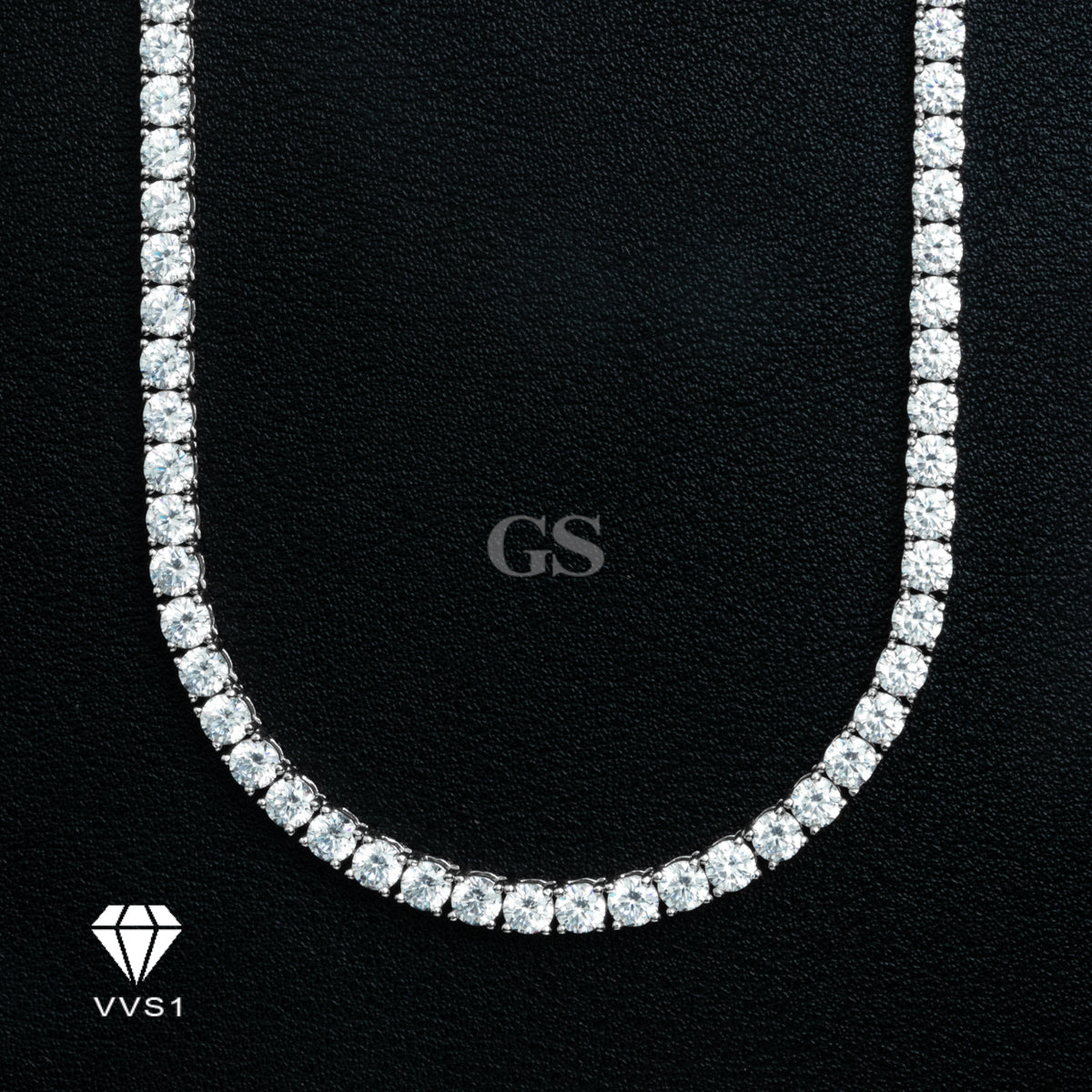Moissanite Silver Tennis Double Lock Necklace