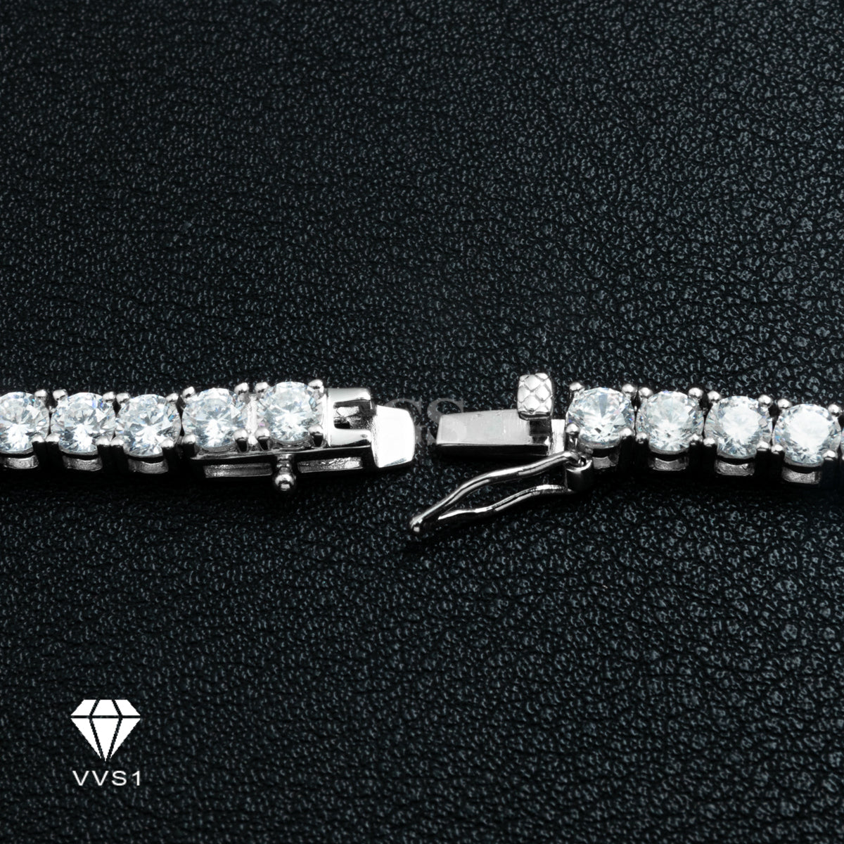 Moissanite Silver Tennis Double Lock Necklace