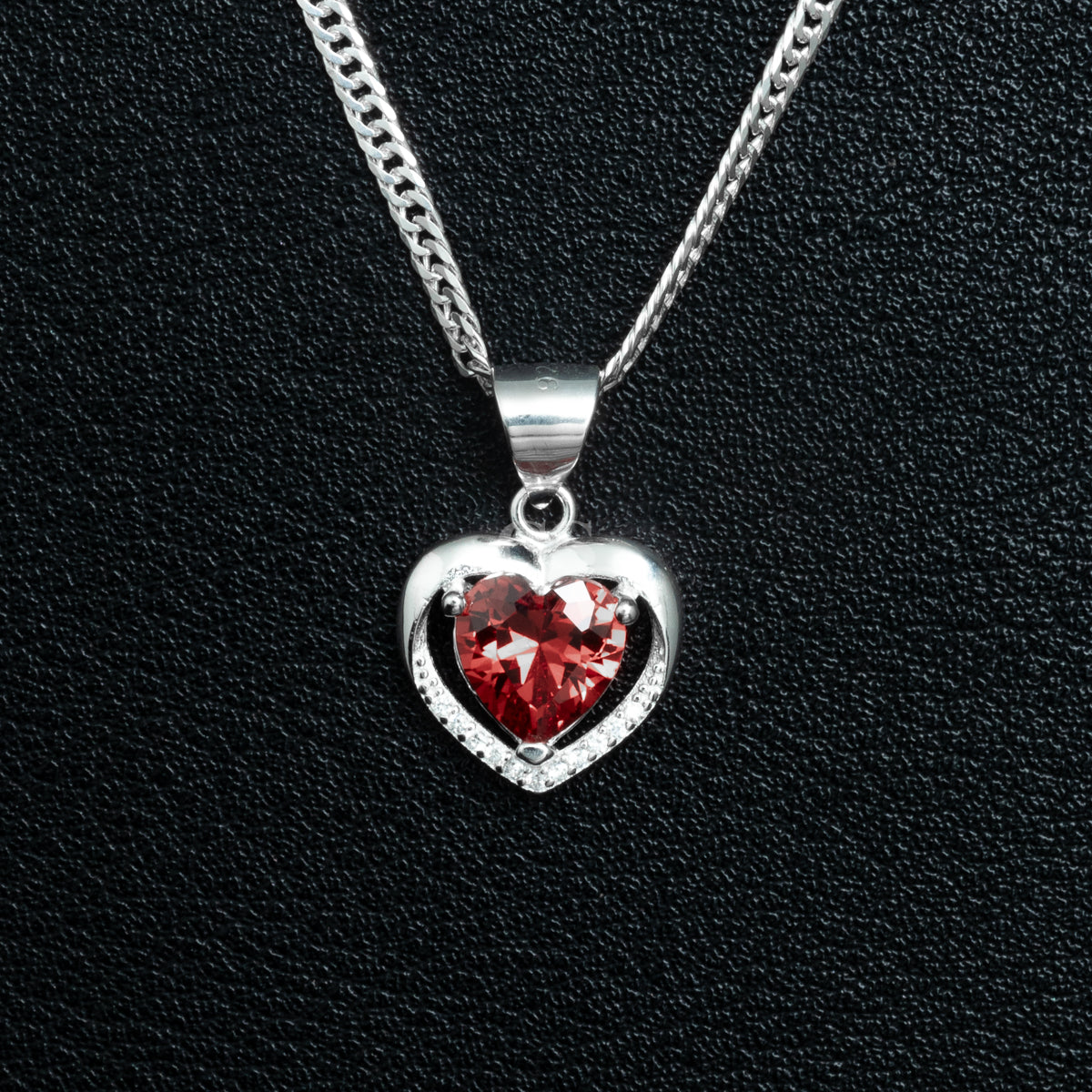 Silver Love Heart Necklace Set