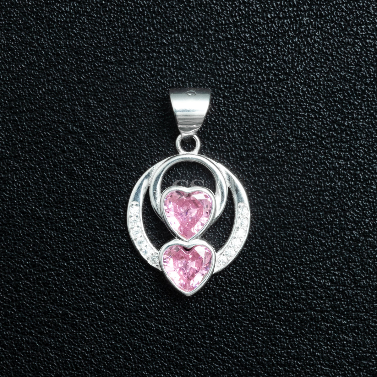 Silver Double Hearts Necklace Set