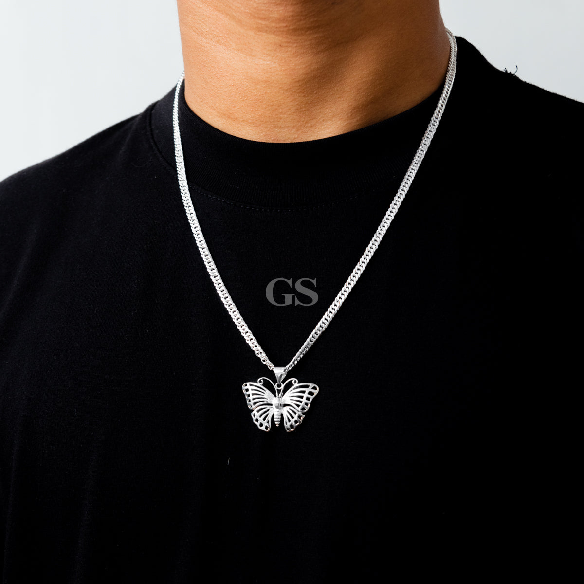 Silver Butterfly Necklace Set