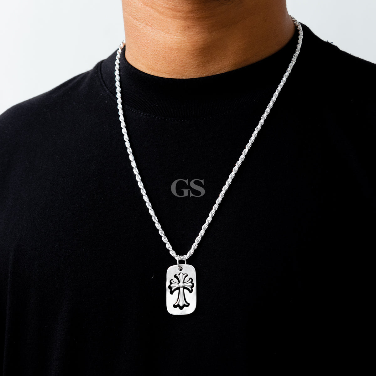 Silver CH Tag Necklace Set