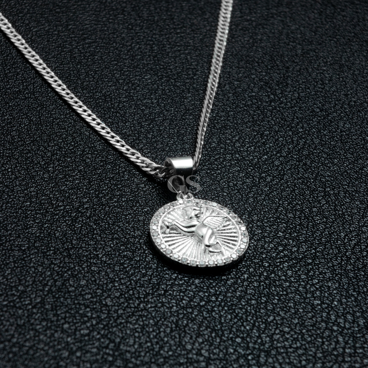 Silver Cherub Necklace Set