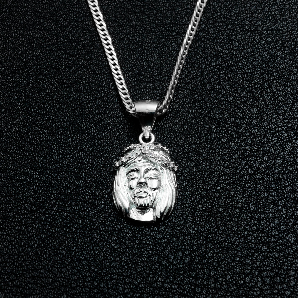 Silver Jesus Piece Necklace Set