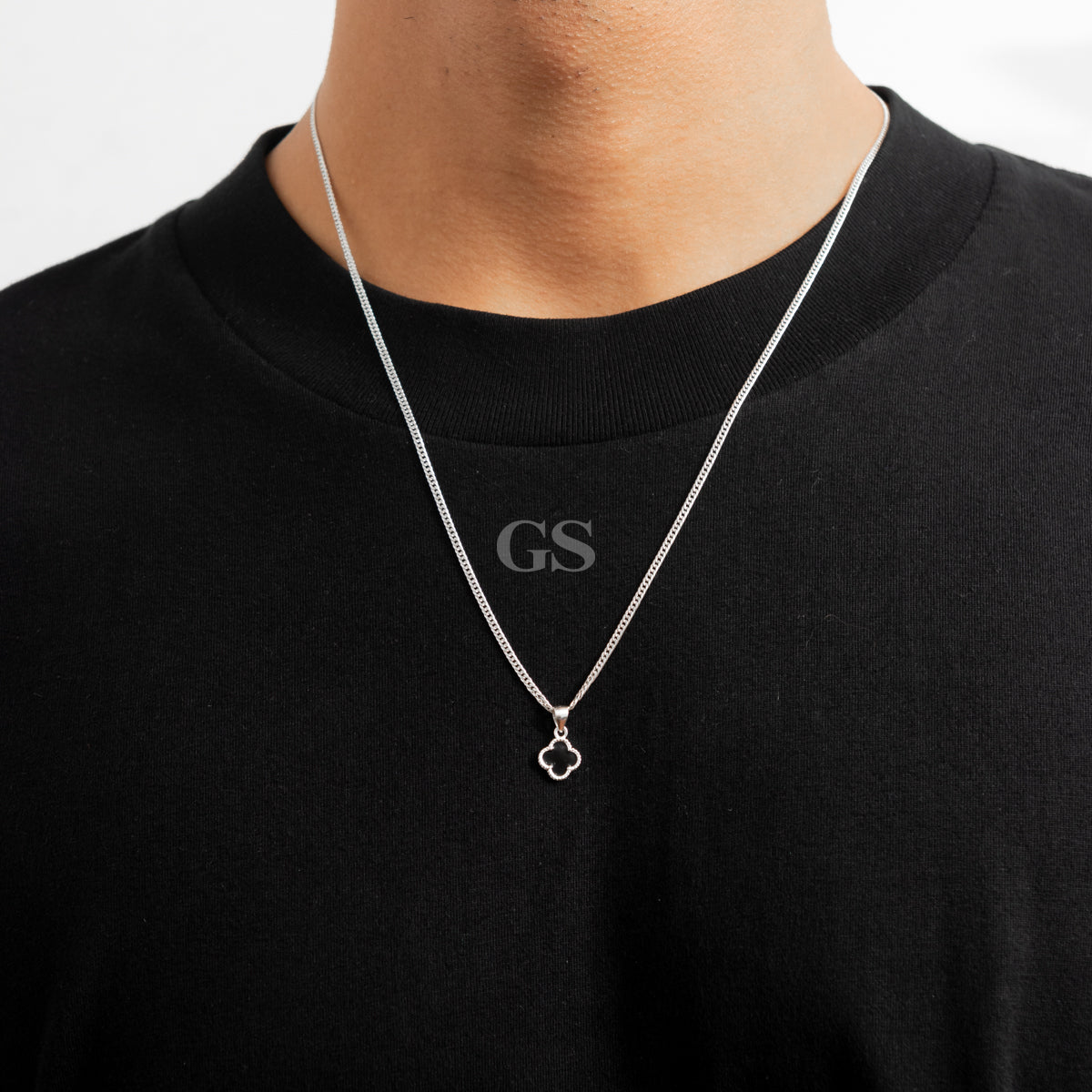 Silver Clover Necklace Set