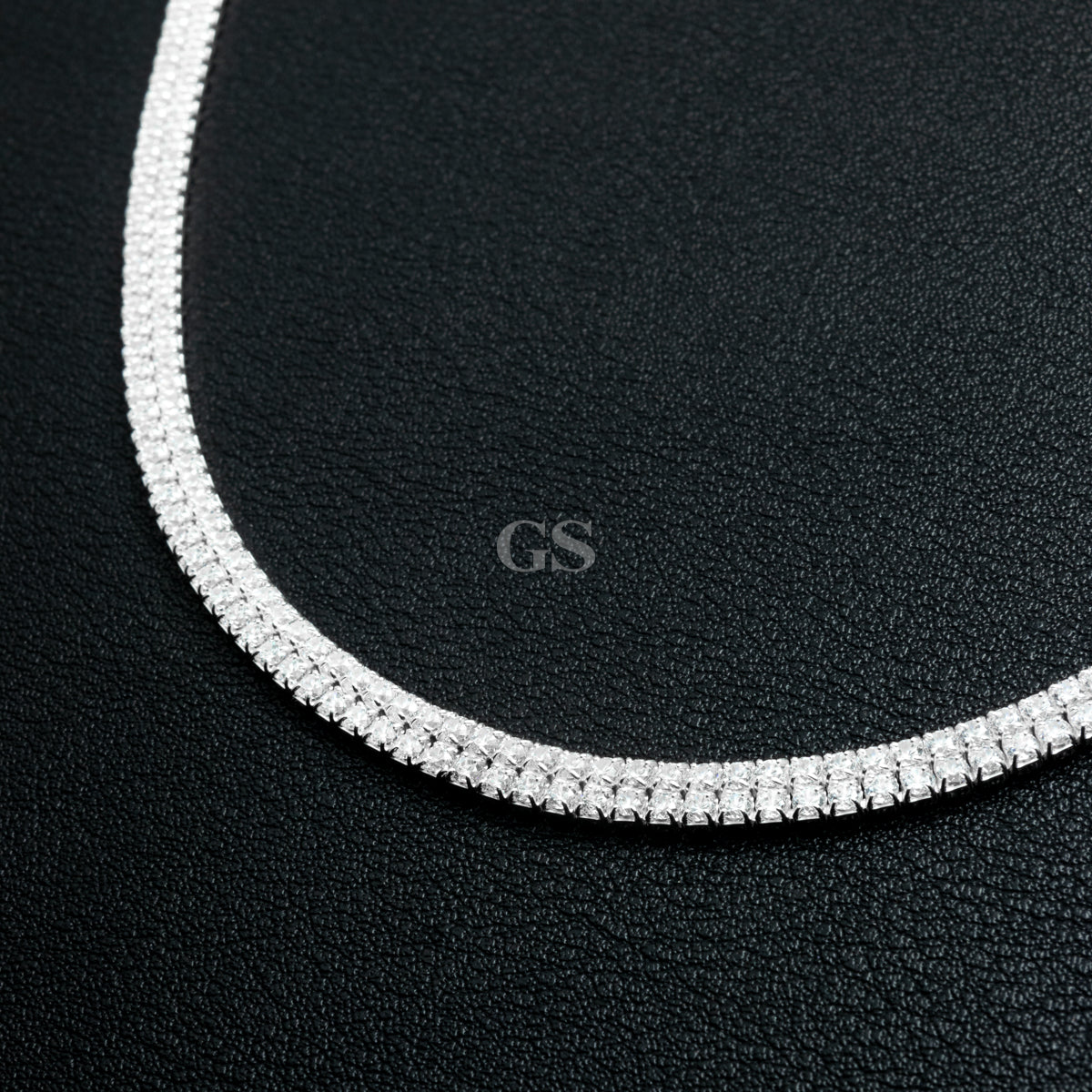 Silver Double Tennis Necklace 20"