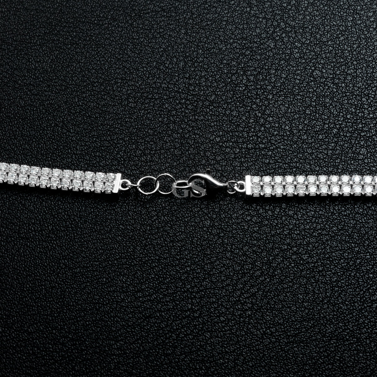 Silver Double Tennis Necklace 20"
