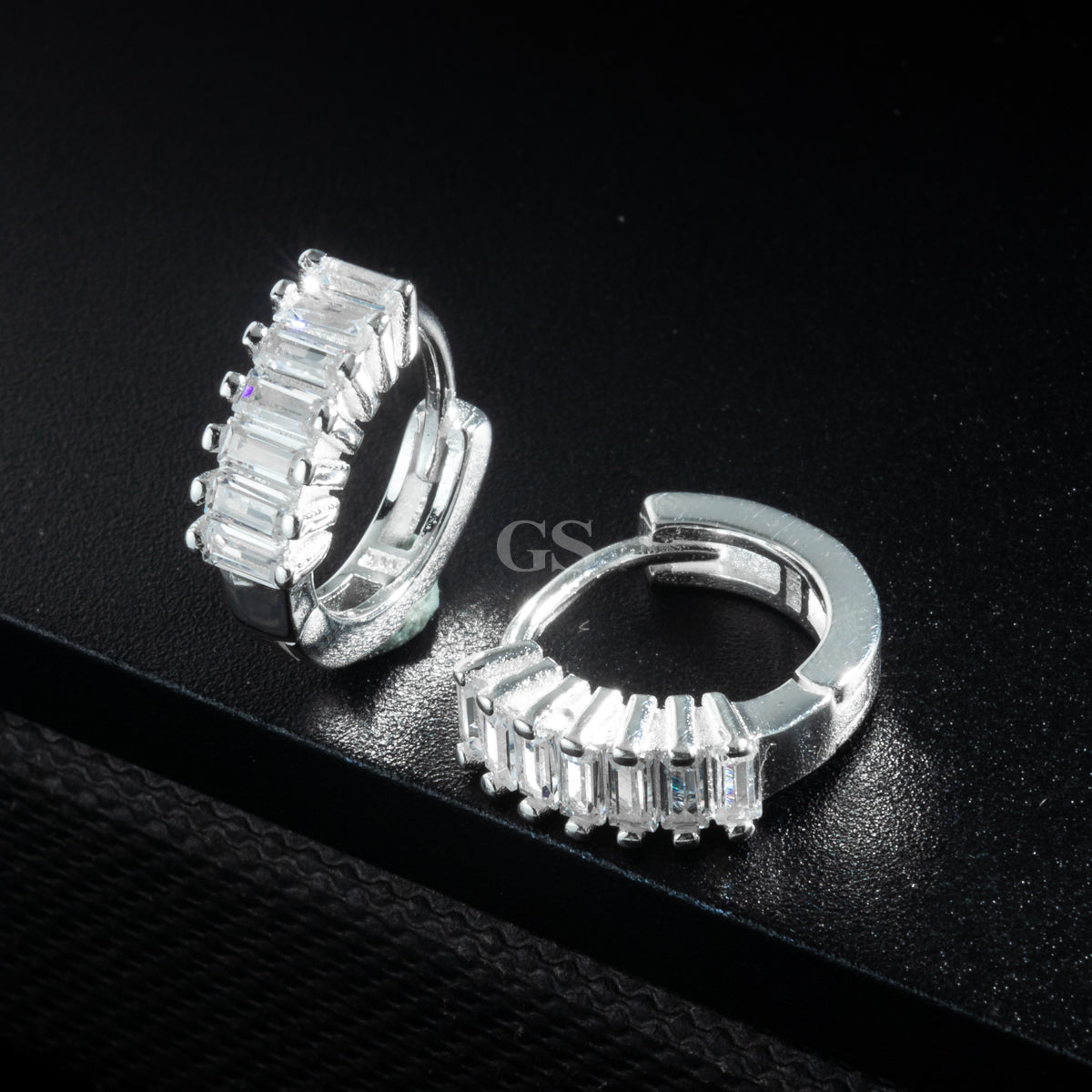 Silver Iced IV Hoop