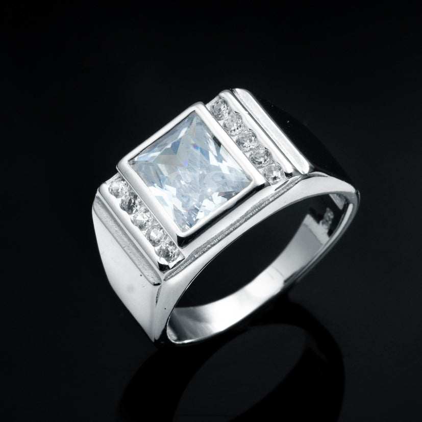 Silver Emerald Diamond Ring