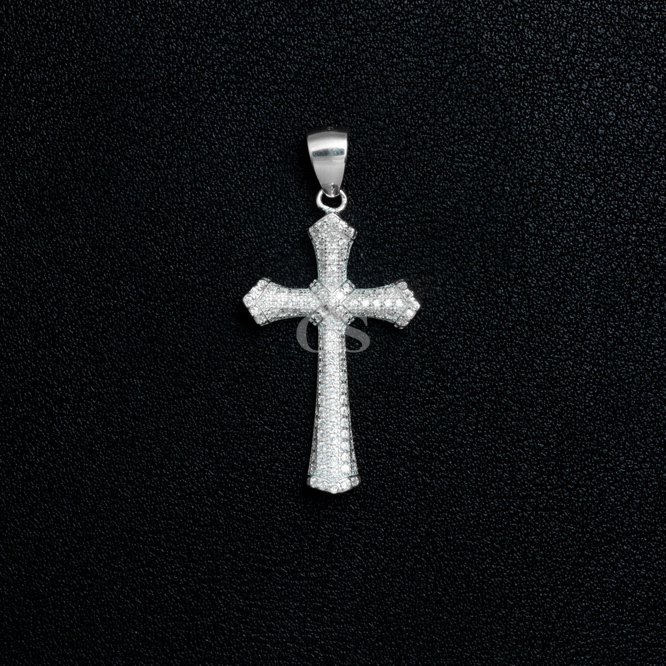 Silver Solid Cross Necklace Set