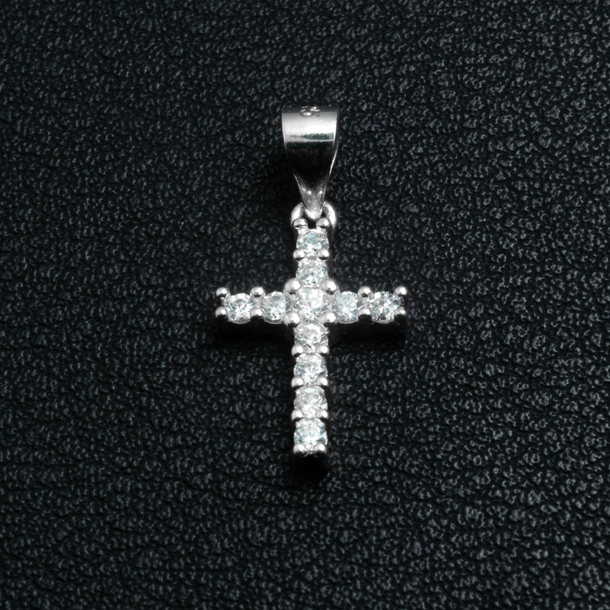 Silver Iced Out Cross Necklace Set