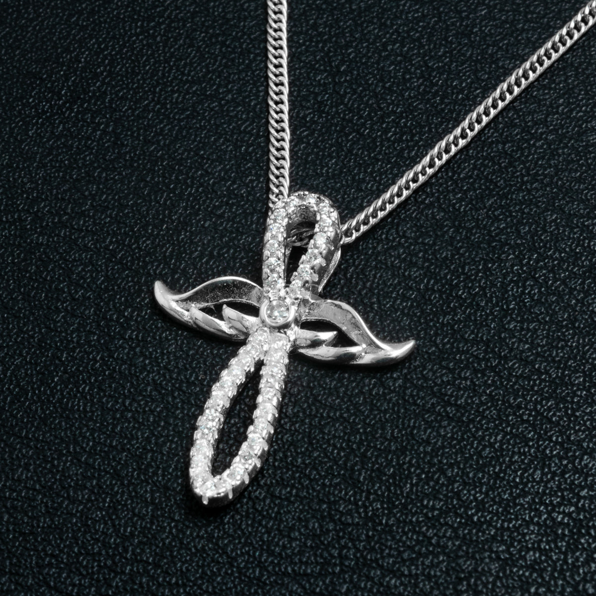 Silver Infinity Wing Necklace Set