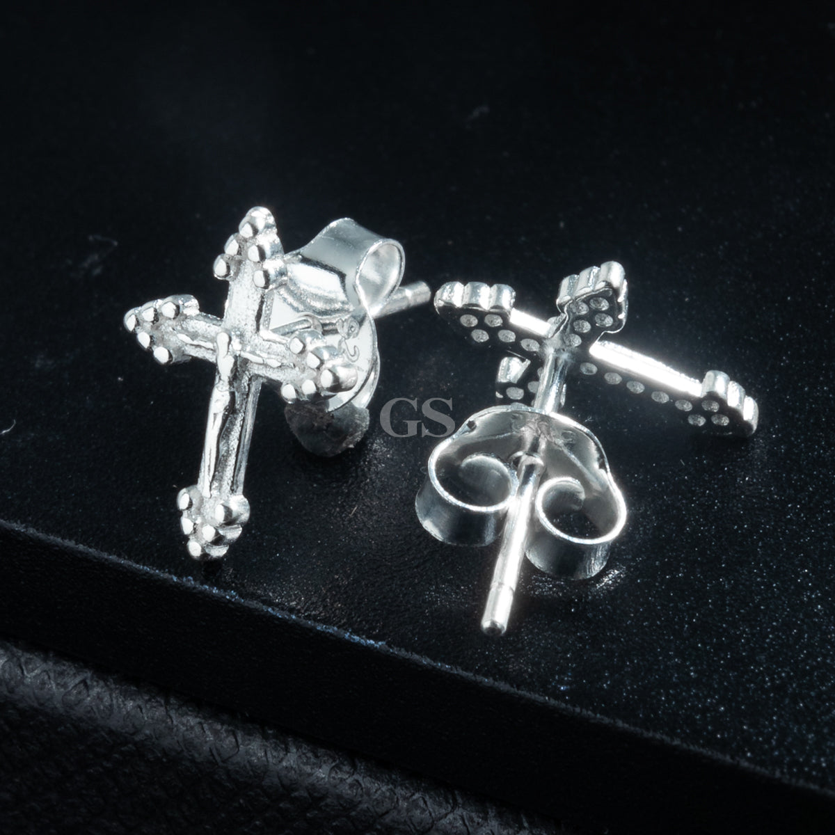 Silver Crucifix Stud