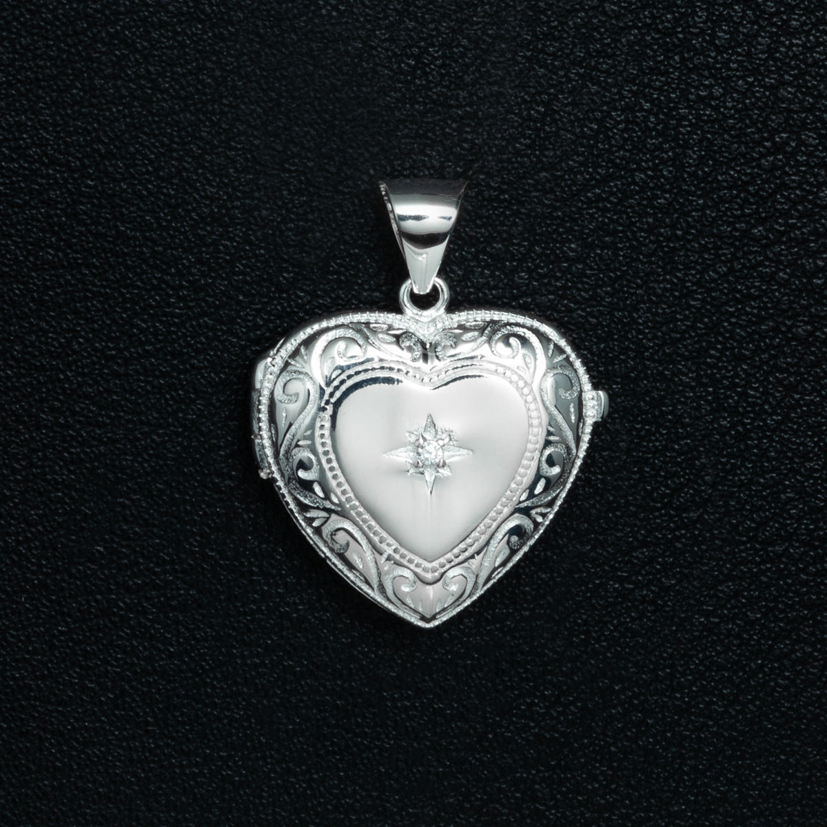 Silver Heart Locket Necklace Set