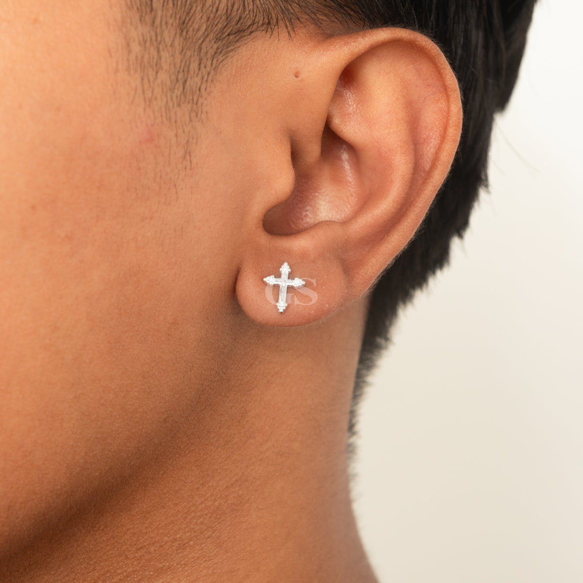 Silver Crucifix Stud