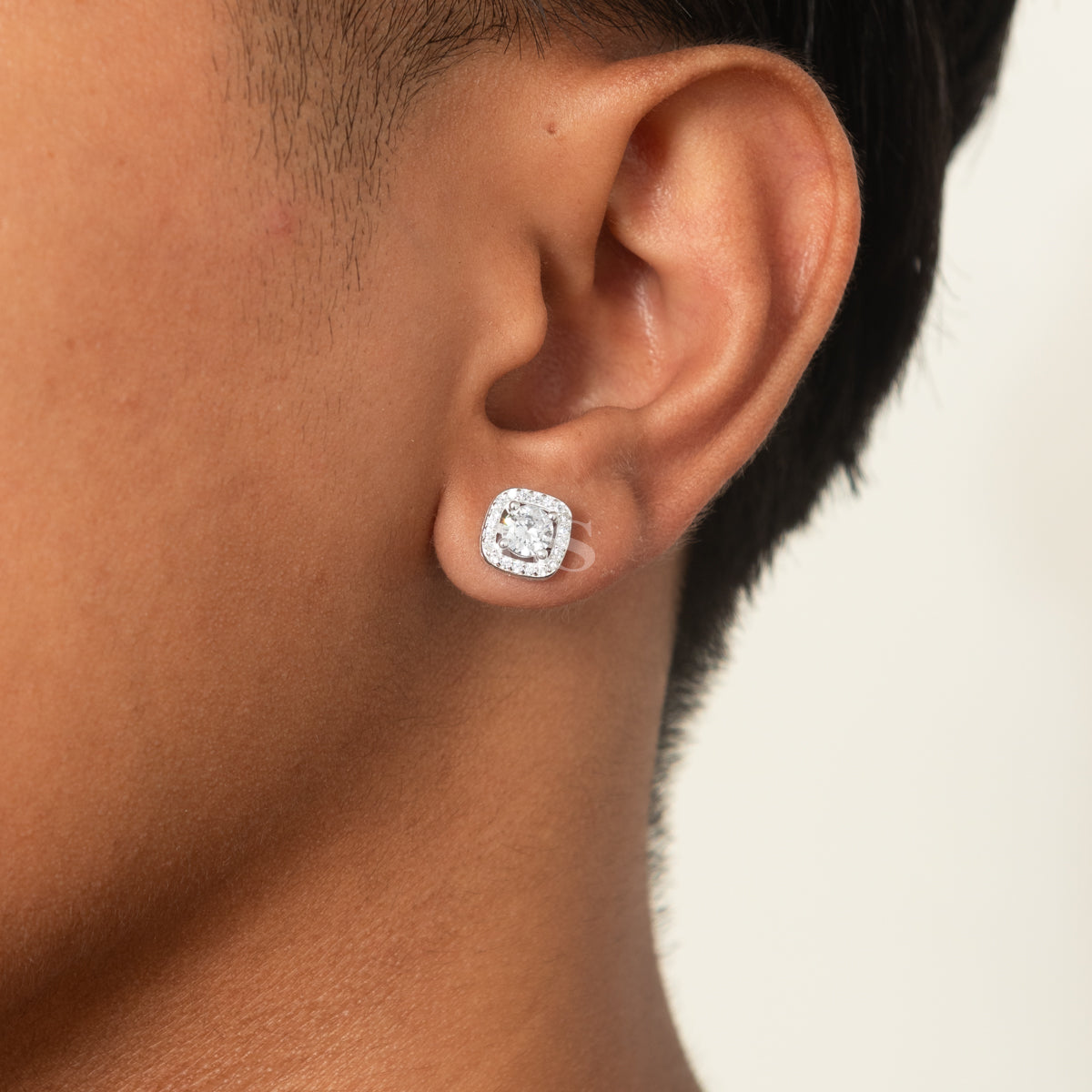 Silver Cube Frame Stud
