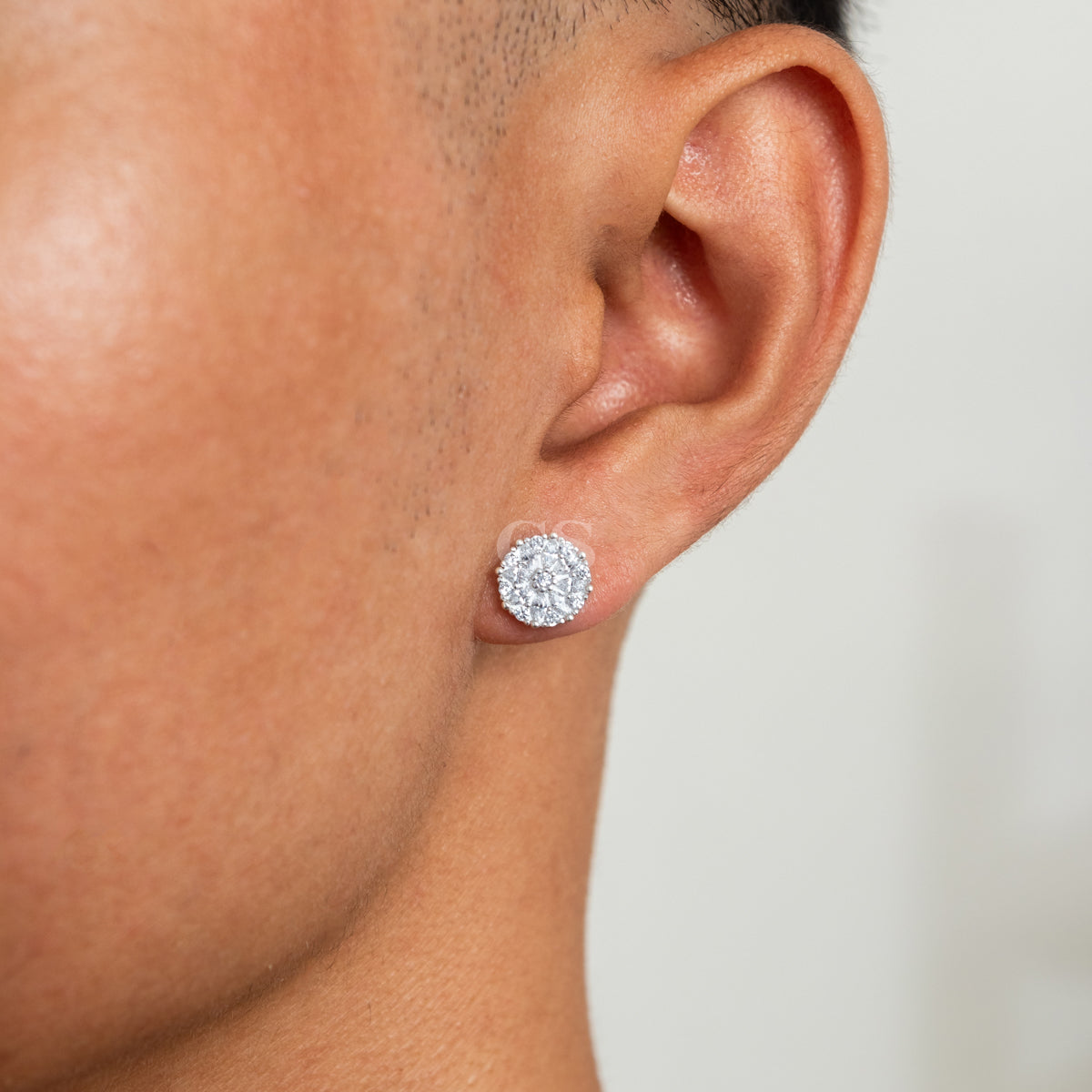 Silver Iced Cap Stud