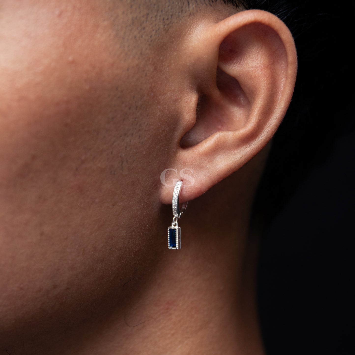 Silver Sapphire Hoop