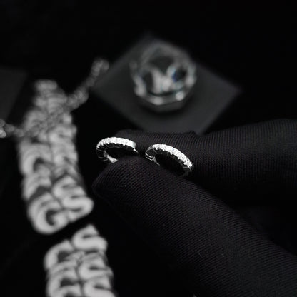 Silver Iced Out Hoop