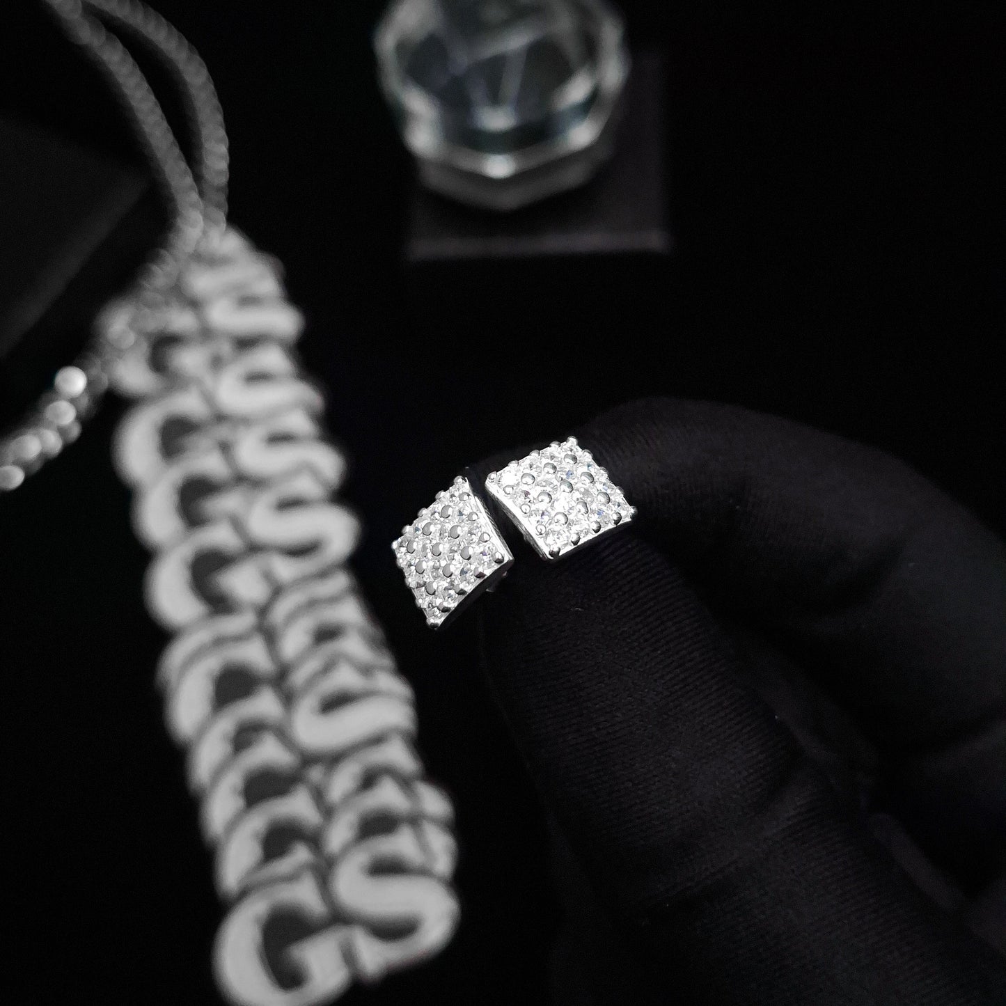 Silver Iced Out Stud