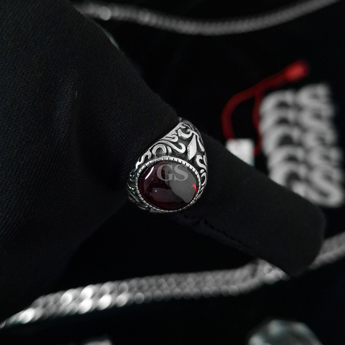 Silver Oval Ruby Ring