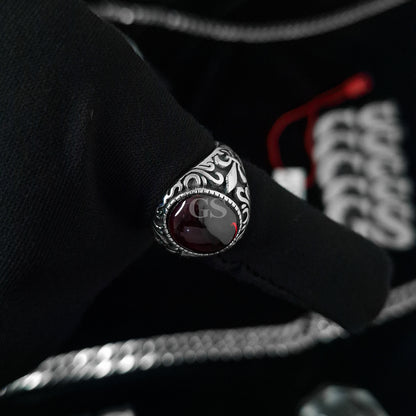 Silver Oval Ruby Ring