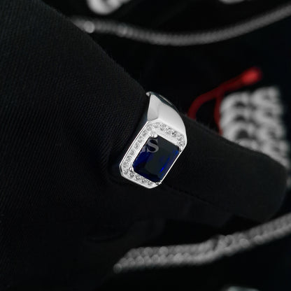 Silver Sapphire Adjustable Ring