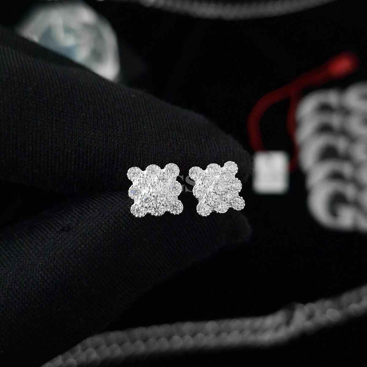 Silver Iced Out II Stud