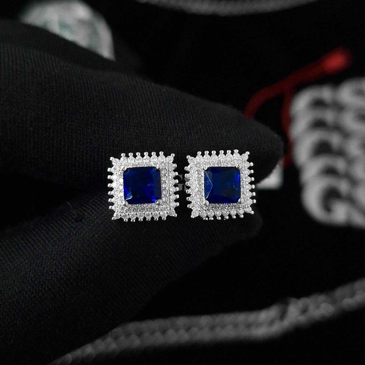 Silver Sapphire Stud