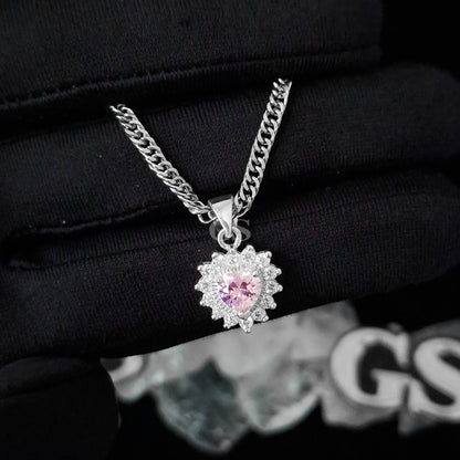 Silver Sakura Heart Necklace Set